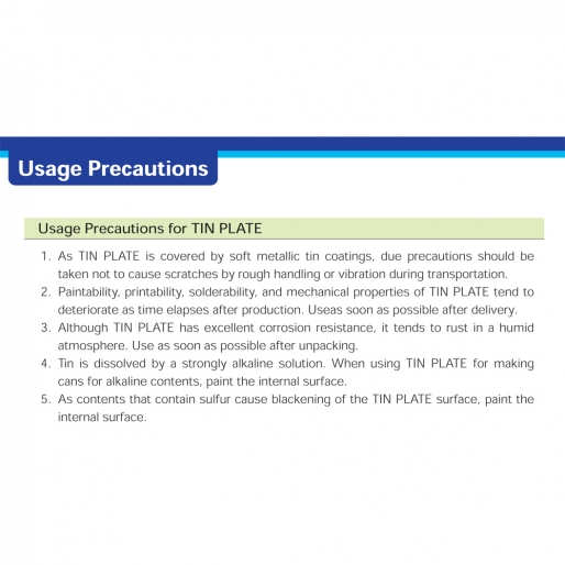 Usage Precautions for Tin plate