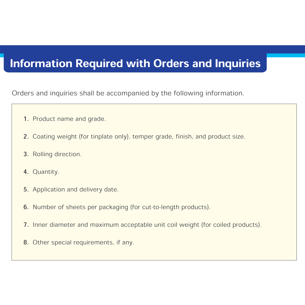 Information requirement with orders & inquiries